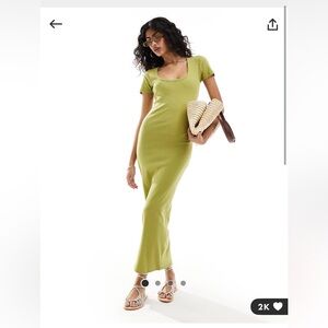 ASOS ribbed scoop neck maxi dress in green size 14 NEW WITH TAGS